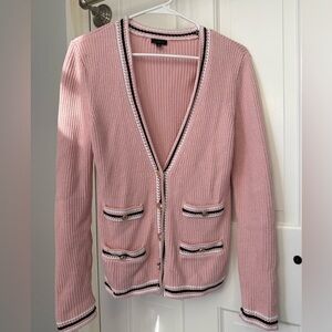 Talbots Pink and White Textured Knit Top